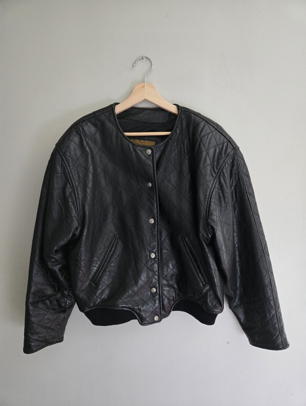 Express Black Quilted Leather Snap Jacket